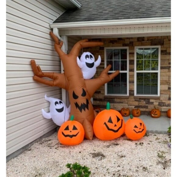8 Ft Halloween Inflatable Dead Tree with Ghosts Pumpkins Decoration